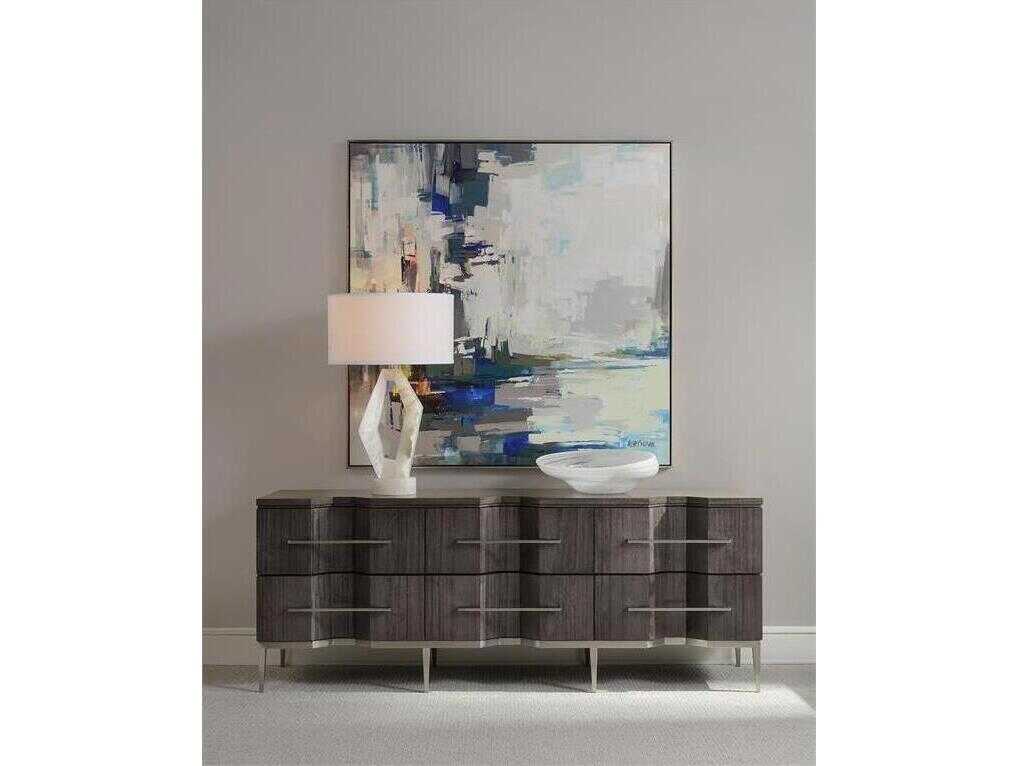 John Richard Mark McDowell Abstract Alabaster White Linen Outside Silk Inside Buffet Lamp