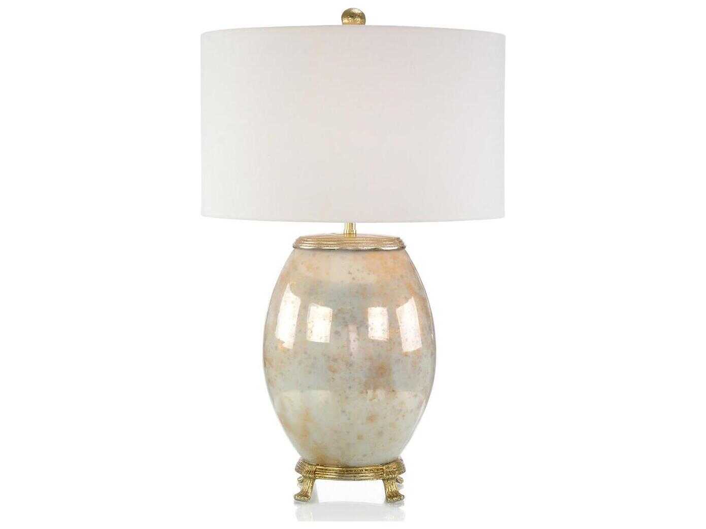 John Richard Margaret Fisher Melded White Brass Glass Buffet Lamp