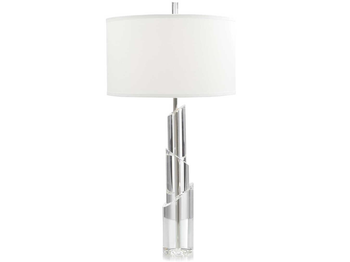 John Richard Mark Mcdowell Polished Nickel White Linen Outside Silk Inside Crystal Buffet Lamp