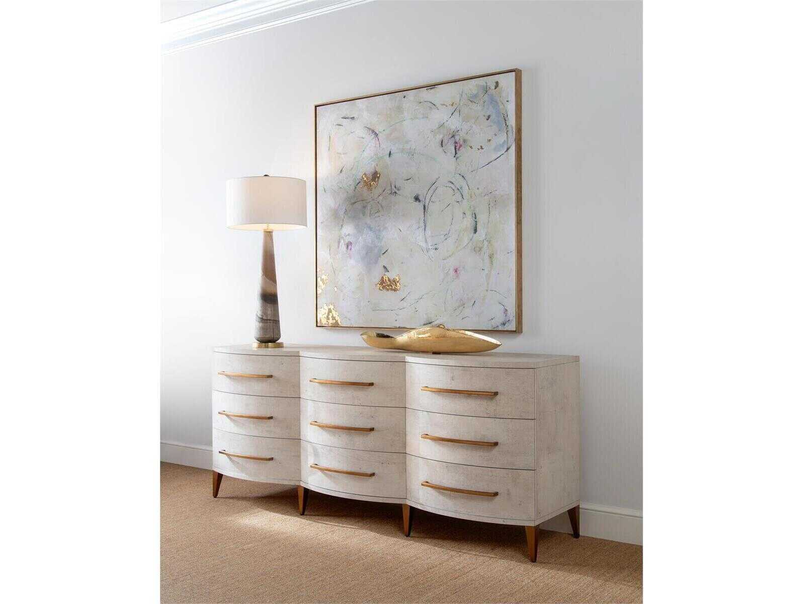 John Richard Margaret Fisher Furling Cream Caramel Brown Glass Buffet Lamp