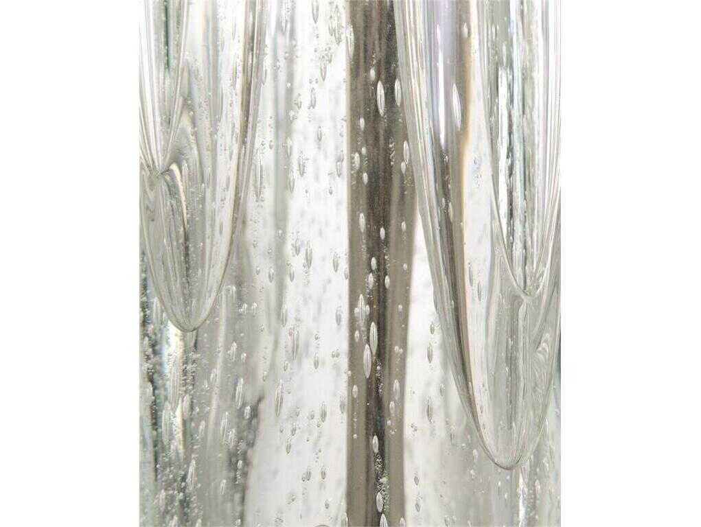 John Richard Margaret Fisher Argentine Blue Grey White Linen Outside Silk Inside Crystal Glass Buffet Lamp