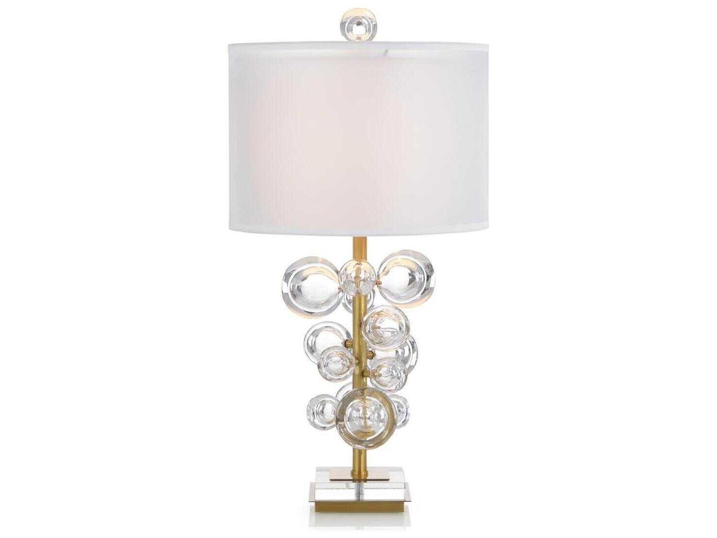 John Richard Margaret Fisher Bubble Brushed Brass Clear White Linen Outside Silk Inside Glass Buffet Lamp