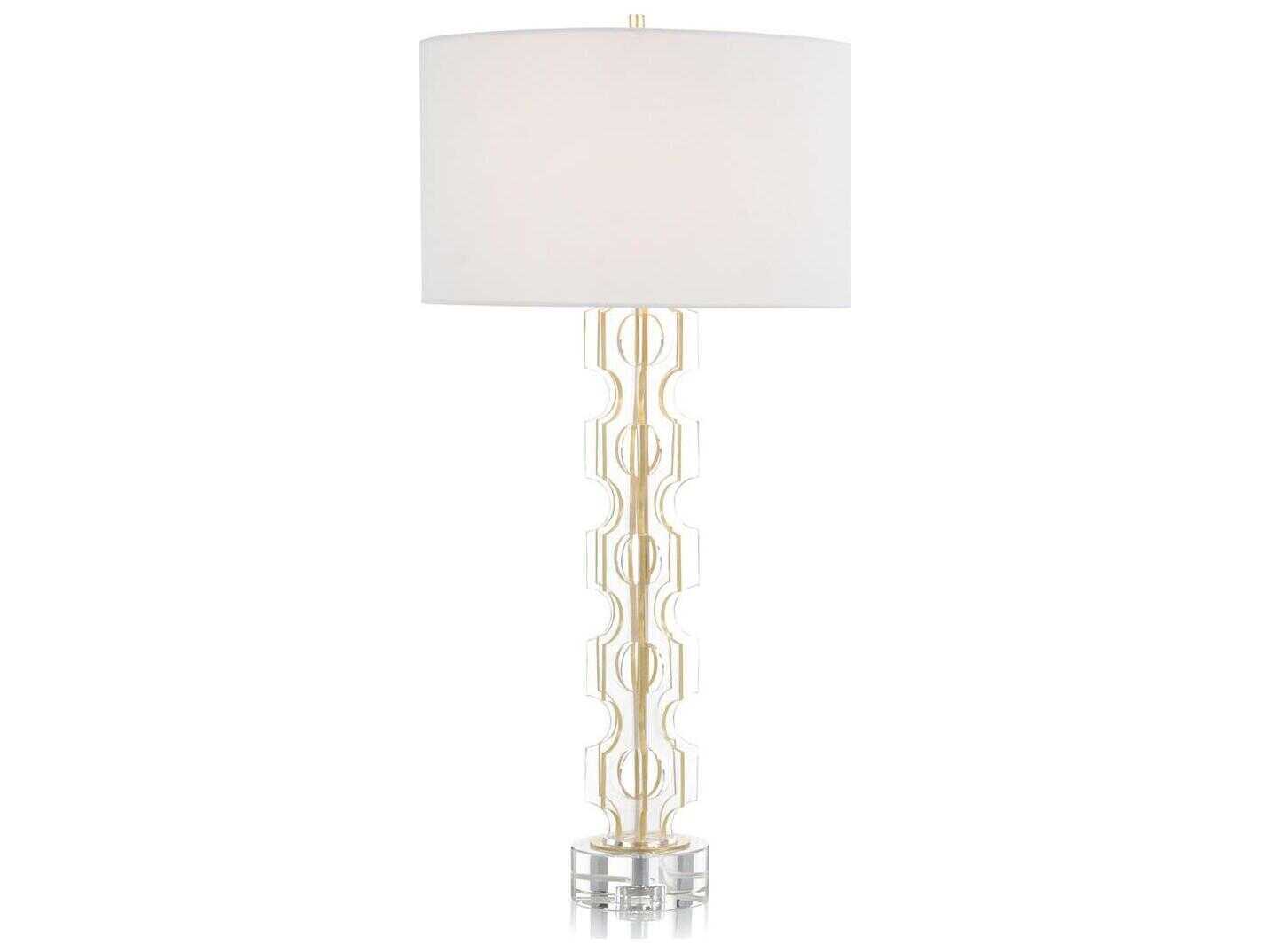 John Richard Mark McDowell Gold Leaf White Linen Outside Silk Inside Buffet Lamp