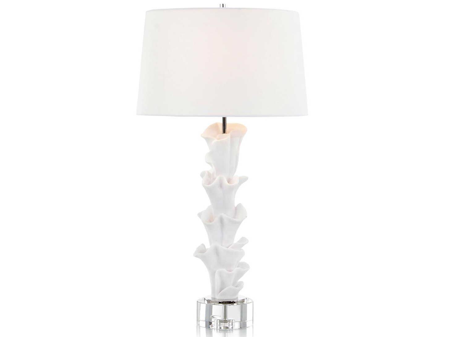 John Richard Mark McDowell Sculptural White Linen Outside Silk Inside Crystal Buffet Lamp