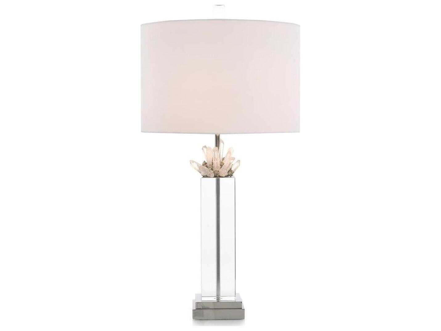 John Richard Margaret Fisher Clear White Linen Outside Silk Inside Crystal Buffet Lamp