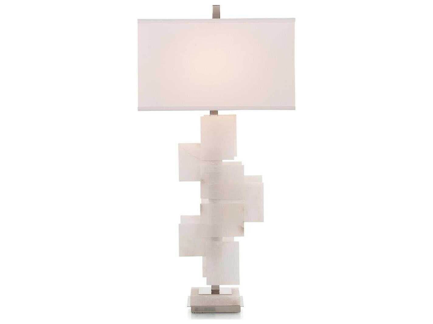 John Richard Margaret Fisher Mondrian White Polished Nickel Linen Outside Silk Inside Buffet Lamp