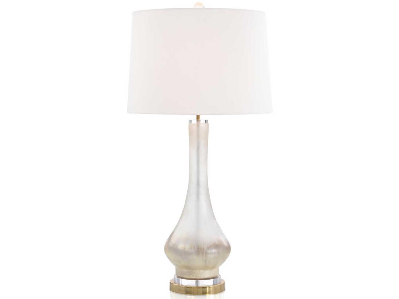 John Richard Margaret Fisher Luminescent White Brass Glass Buffet Lamp