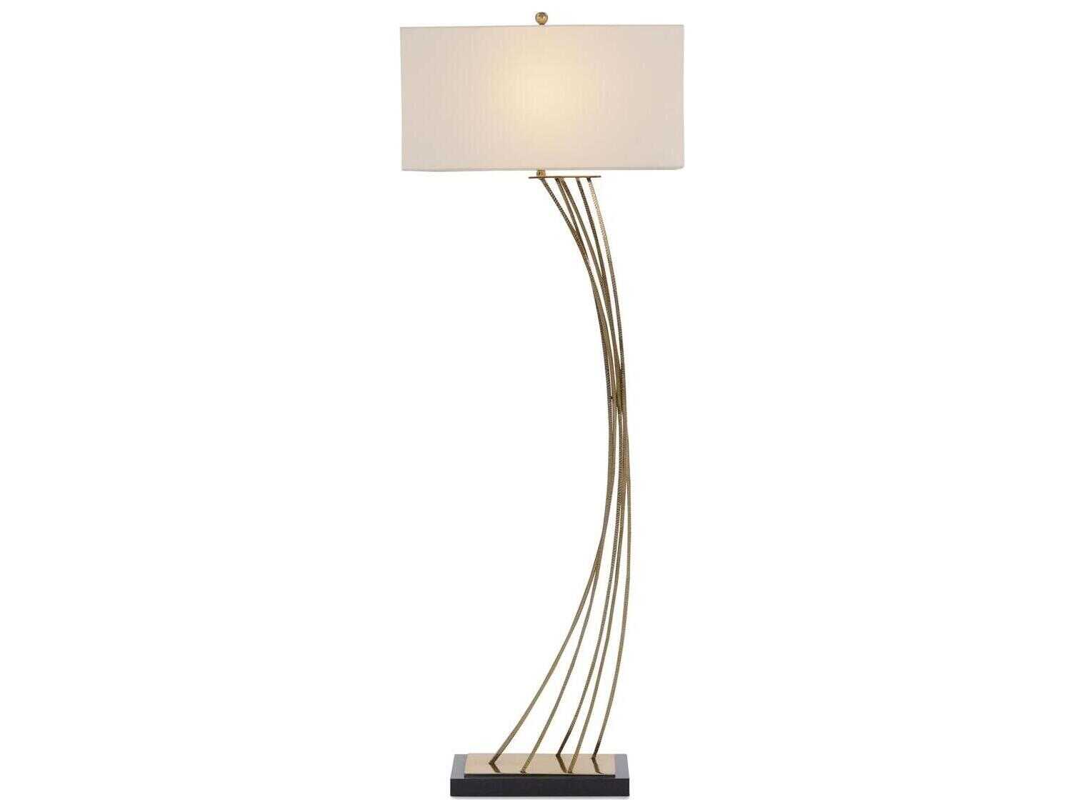 John Richard Mark McDowell Cambered Antique Brass Oat Linen Outside White Cotton Inside Floor Lamp