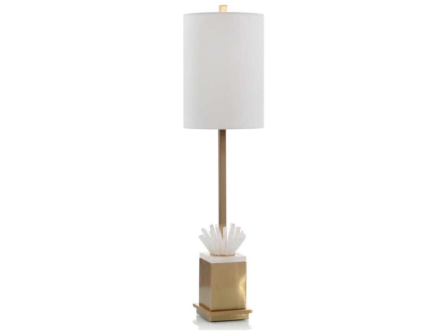 John Richard Mark McDowell Selenite Coffee Bronze White Linen Outside Silk Inside Buffet Lamp