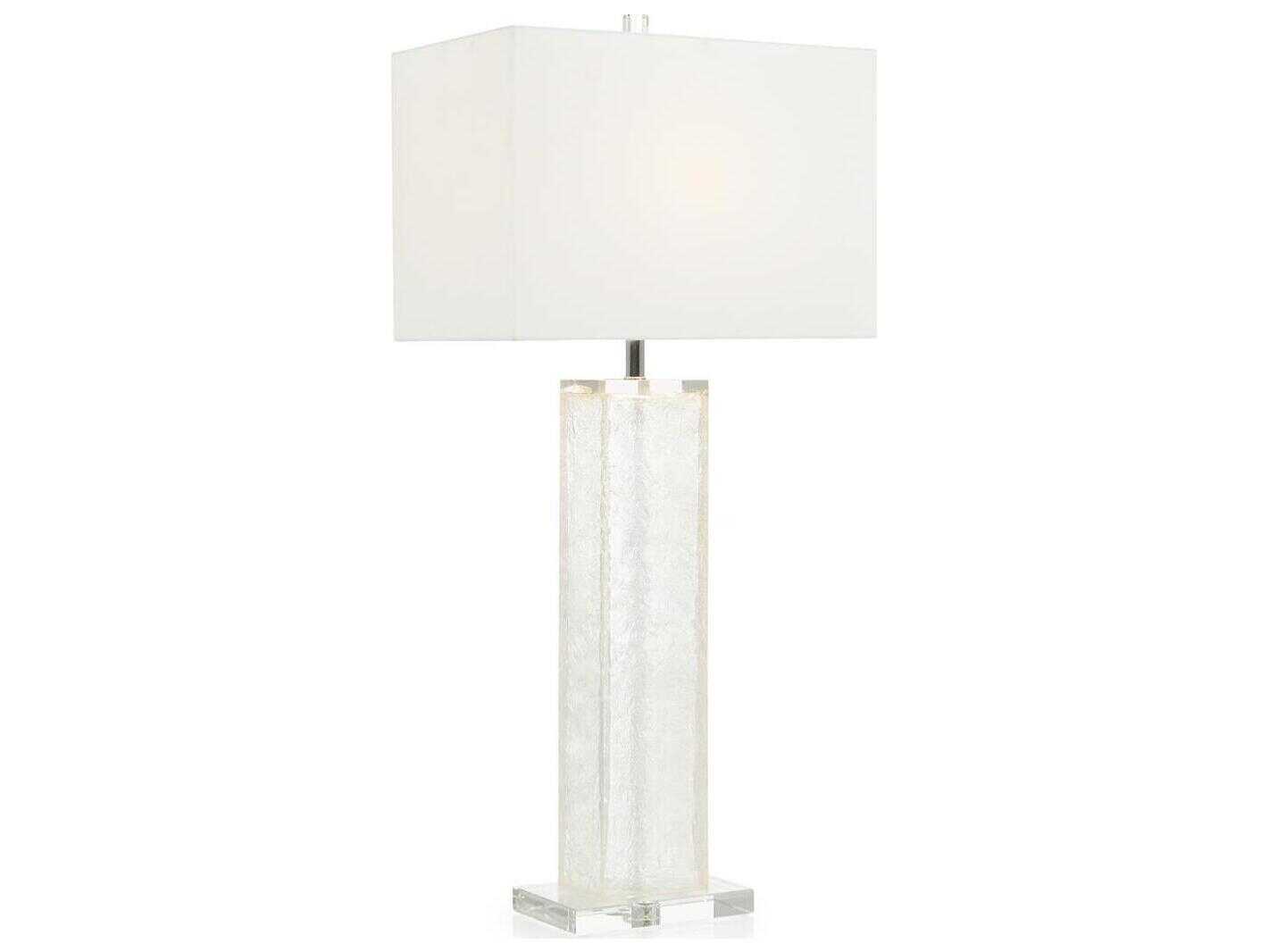 John Richard Margaret Fisher Ice Silver White Linen Outside Silk Inside Crystal Glass Buffet Lamp