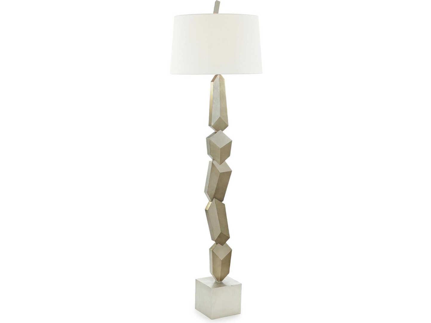 John Richard Mark McDowell Trompe-L'Oeil Silver White Linen Outside Silk Inside Floor Lamp