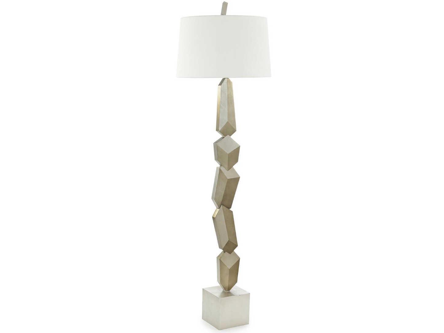 John Richard Mark McDowell Trompe-L'Oeil Silver White Linen Outside Silk Inside Floor Lamp