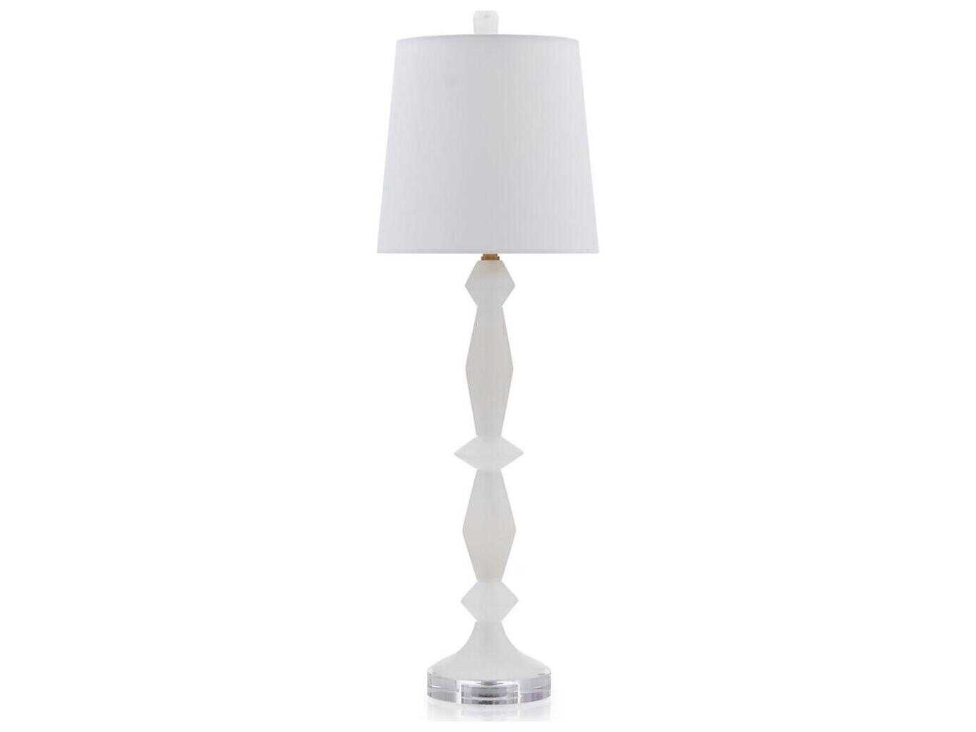 John Richard Mark McDowell Alabaster White Linen Outside Silk Inside Crystal Buffet Lamp