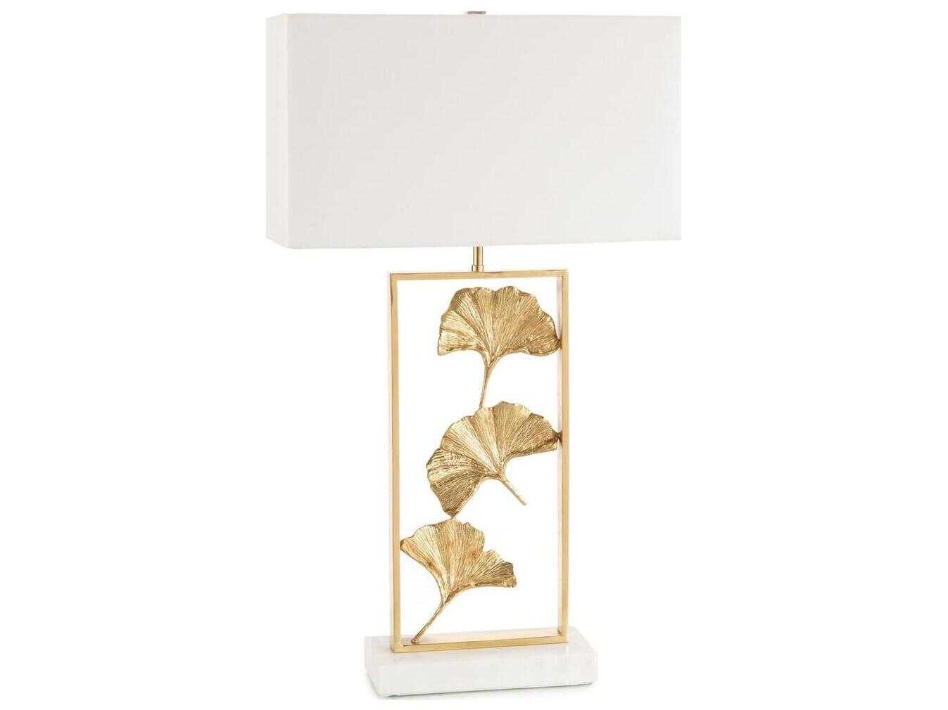 John Richard Gingko White Polished Brass Buffet Lamp
