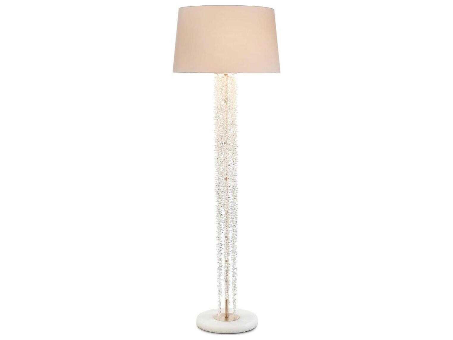 John Richard Cascading Crystal Waterfall Antique Silver Floor Lamp