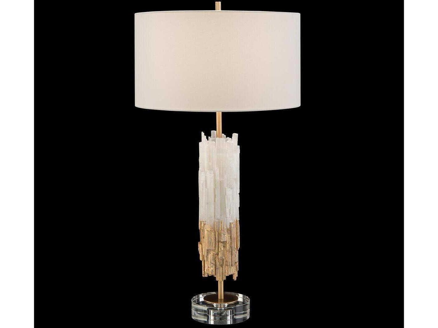 John Richard Selenite Gold Crystal Buffet Lamp