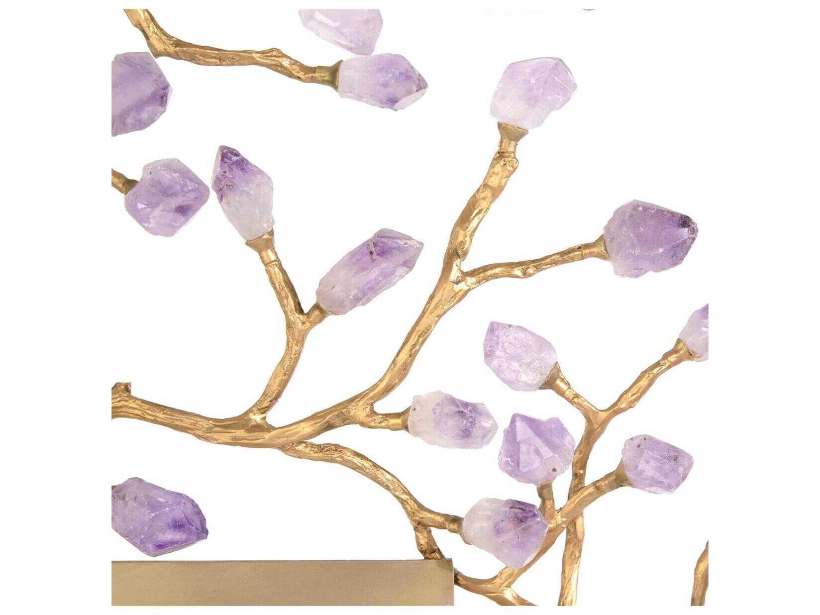 John Richard Budding Amethyst Brass Rectangular Wall Mirror