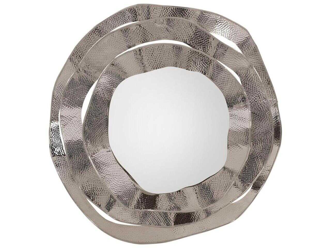 John Richard Ripple Nickel Round Wall Mirror