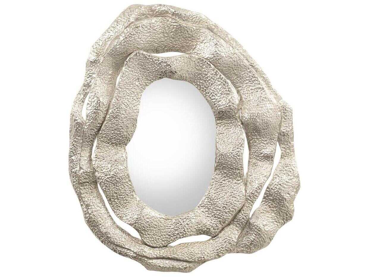 John Richard Brutalist Nickel Oval Wall Mirror