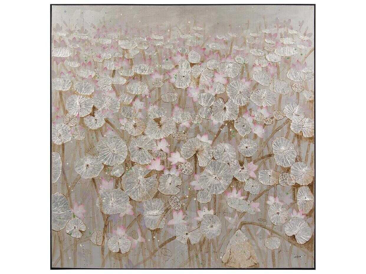 John Richard Teng Fei's Silver Lily Pond Canvas Wall Art