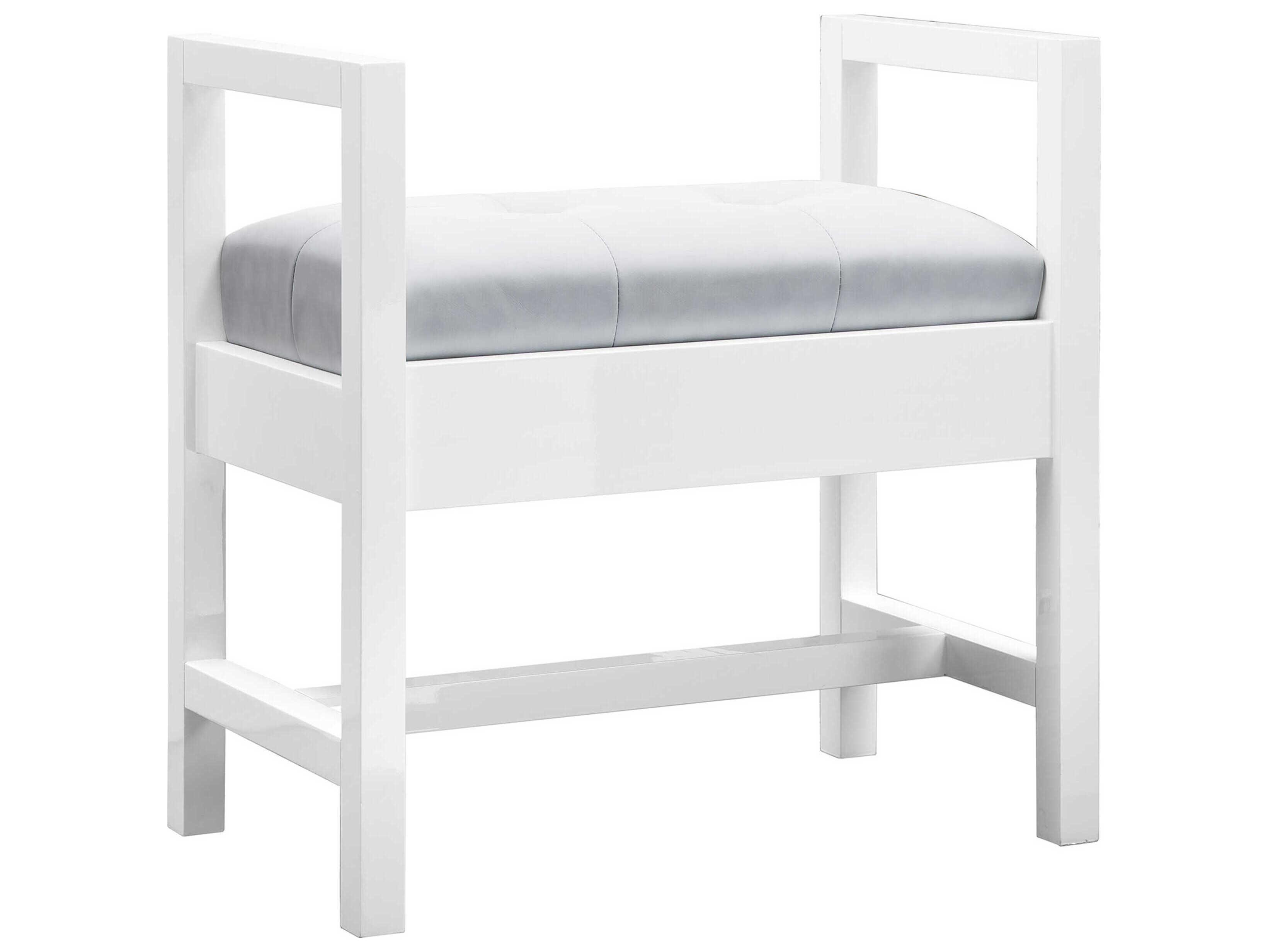 James Martin Addison White Upholstered Accent Bench