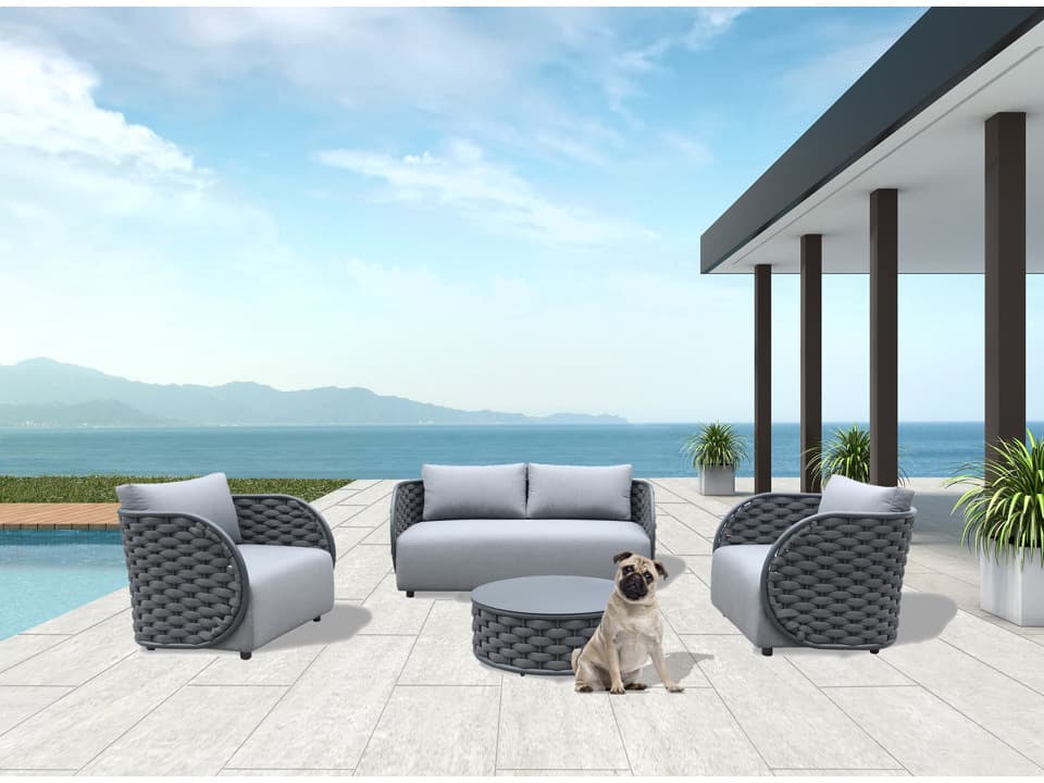 Schnupp Patio Savannah Cushion Rope Aluminum Charcoal Lounge Chair