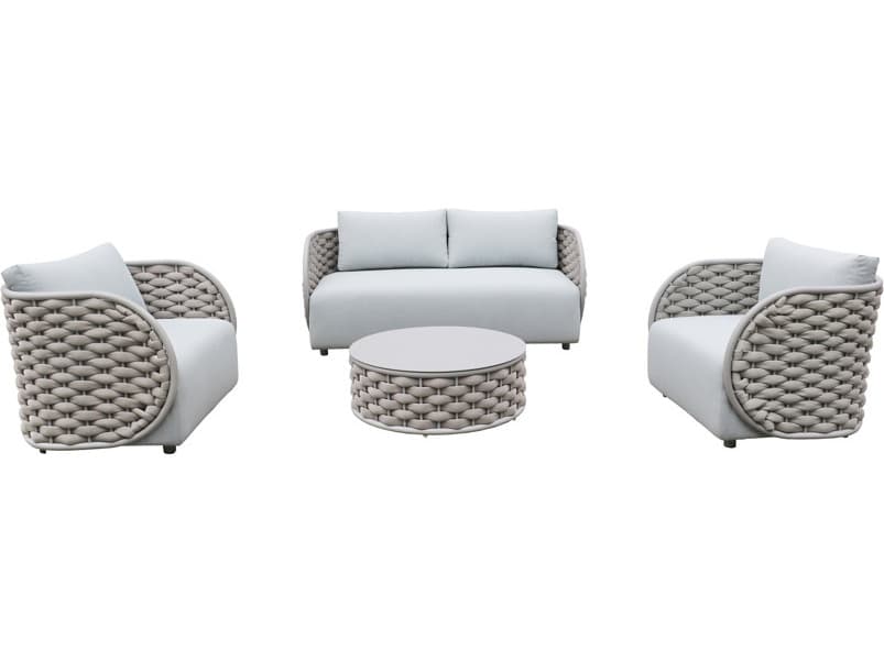 Schnupp Patio Savannah Rope Aluminum Champagne Round Coffee Table