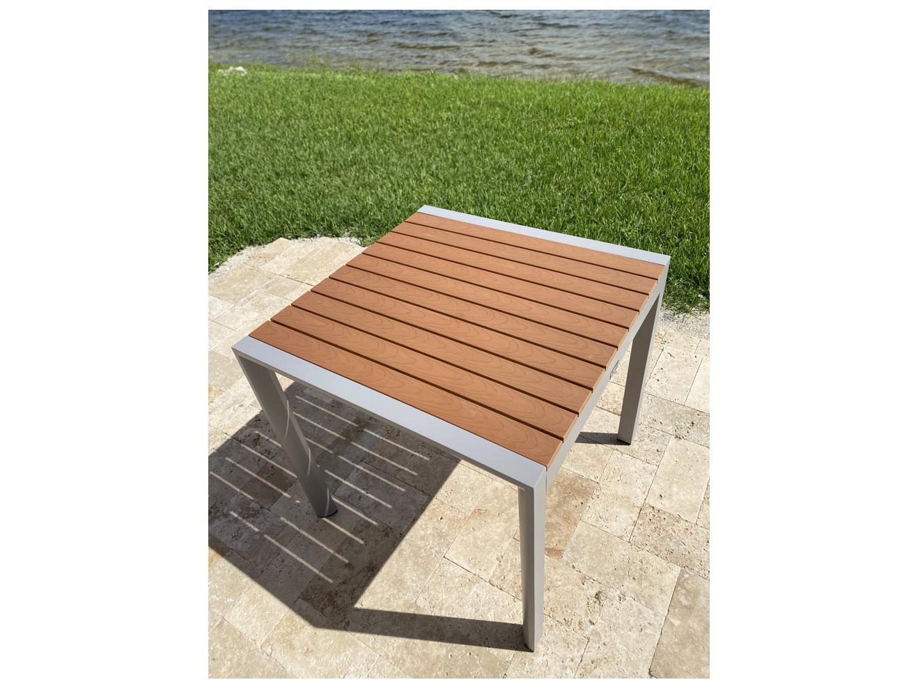 Schnupp Patio Fusion Aluminum Silver Square Resin Top Dining Table