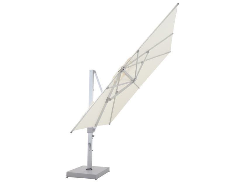 Schnupp Patio Nimbus Aluminum Silver 12 x 12 Foot Square Cantilever Umbrella in Canopy Off White