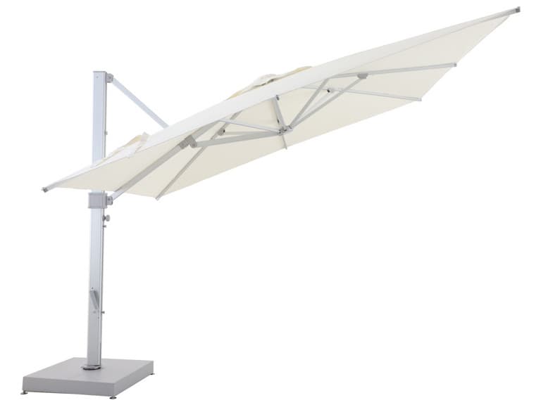Schnupp Patio Nimbus Aluminum Silver 13 x 13 Foot Square Cantilever Umbrella in Canopy Off White