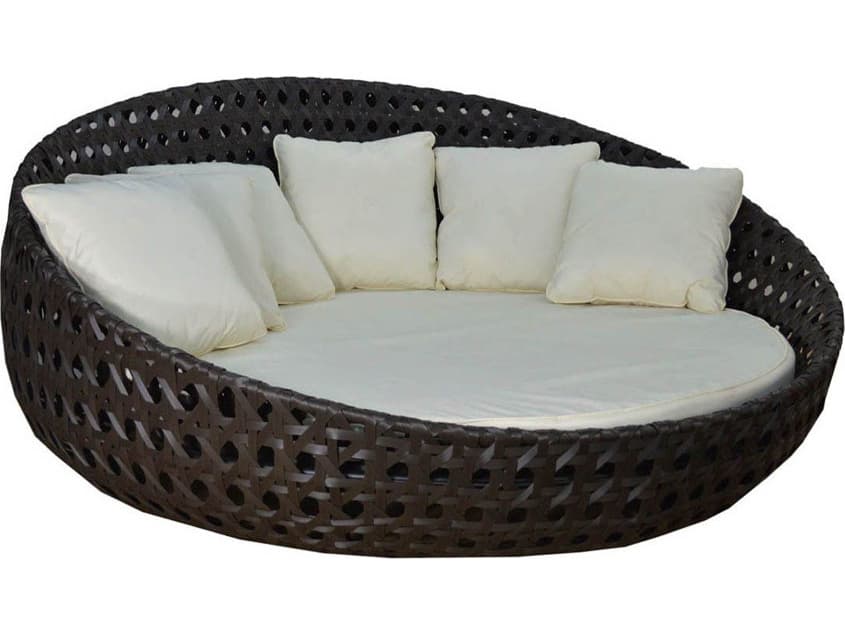 Schnupp Patio Round Cushion Wicker Brown Round Lounge Bed