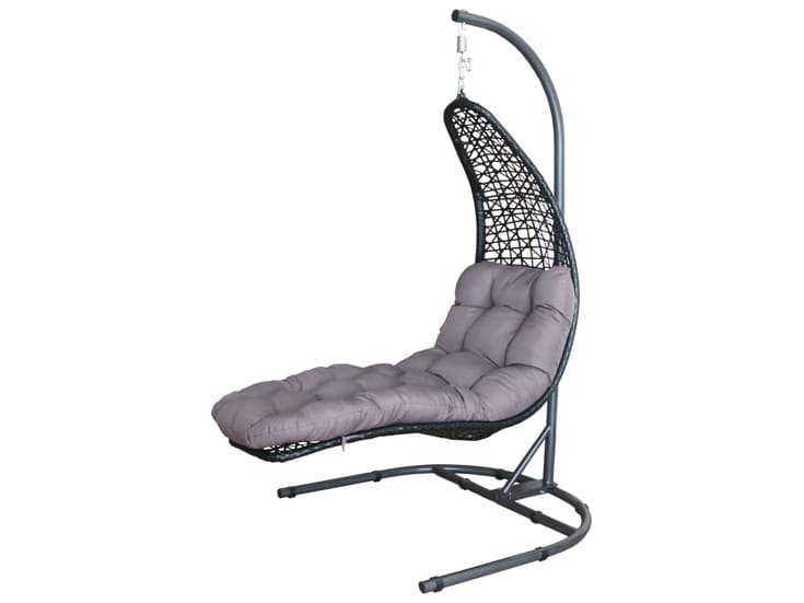 Schnupp Patio Cloud Aluminum Wicker Black Swing Chair with Stand