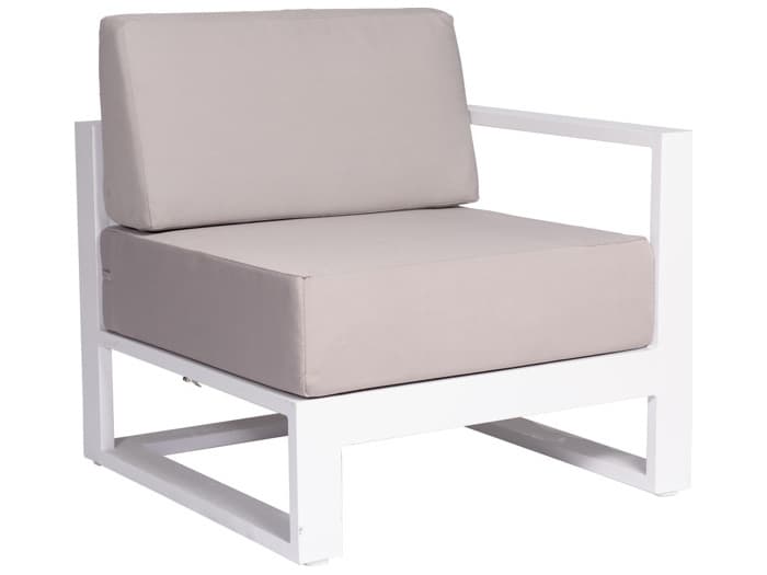 Schnupp Patio Aruba Cushion Aluminum White Matte Regular Sectional Left Arm Facing Lounge Chair