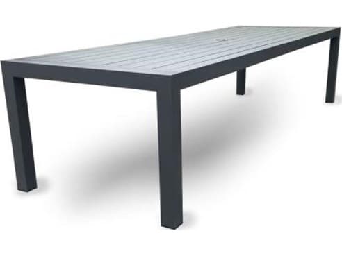 Schnupp Patio Aruba Aluminum Charcoal Rectangular Dining Table with Umbrella Hole