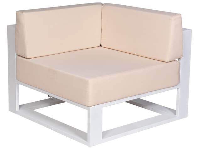 Schnupp Patio Aruba Cushion Aluminum White Gloss Large Sectional Corner Lounge Chair