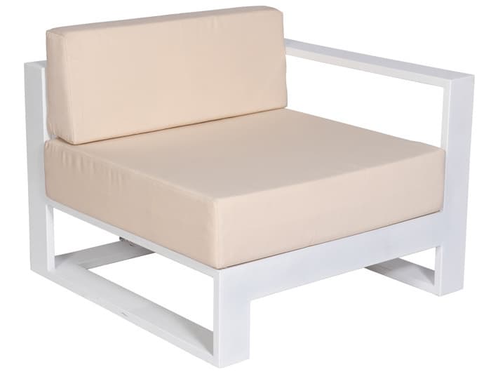 Schnupp Patio Aruba Cushion Aluminum White Gloss Large Sectional Left Arm Facing Lounge Chair