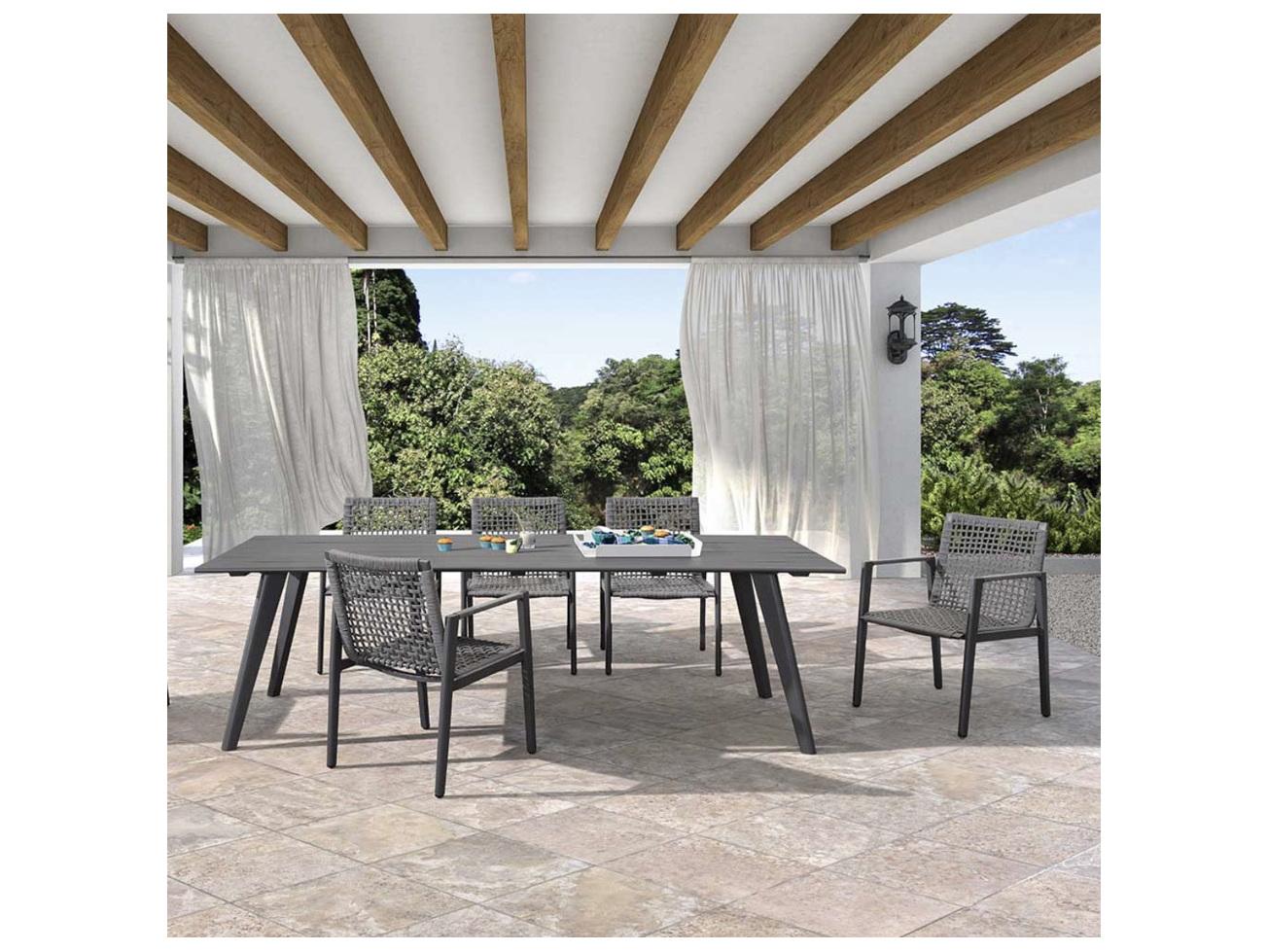Schnupp Patio Caicos Aluminum Charcoal Rectangular Dining Table