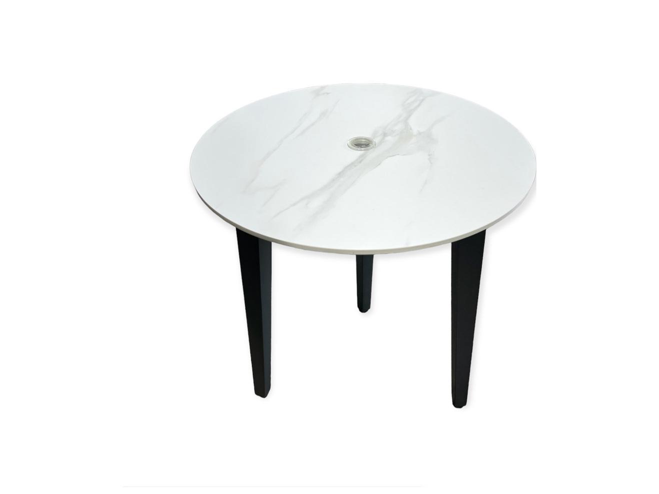 Schnupp Patio Caicos Aluminum Charcoal Round Dining Table with Umbrella Hole