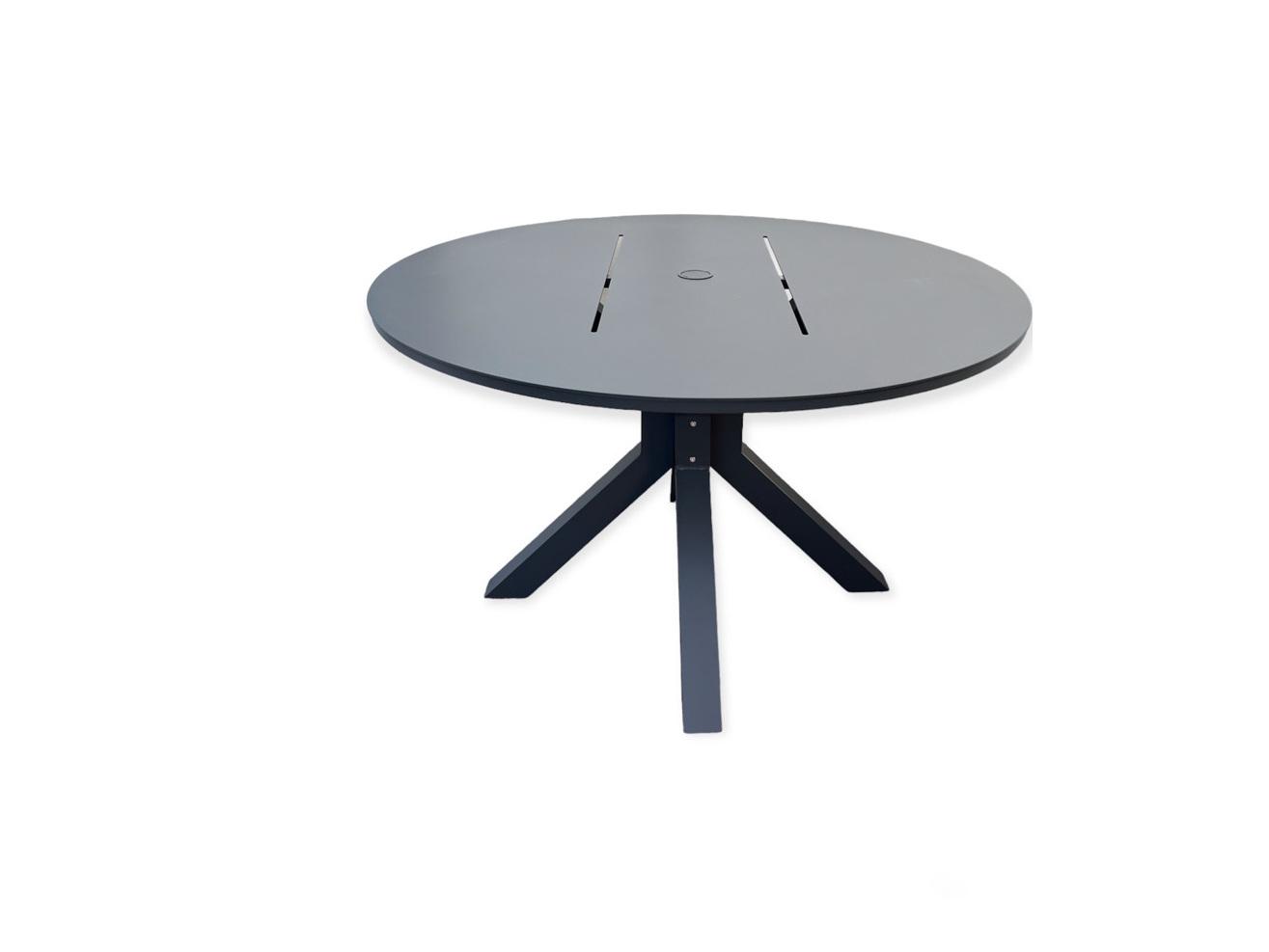 Schnupp Patio Cali Aluminum Charcoal Round Dining Table with Umbrella Hole