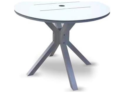 Schnupp Patio Cali Aluminum White Round Dining Table with Umbrella Hole