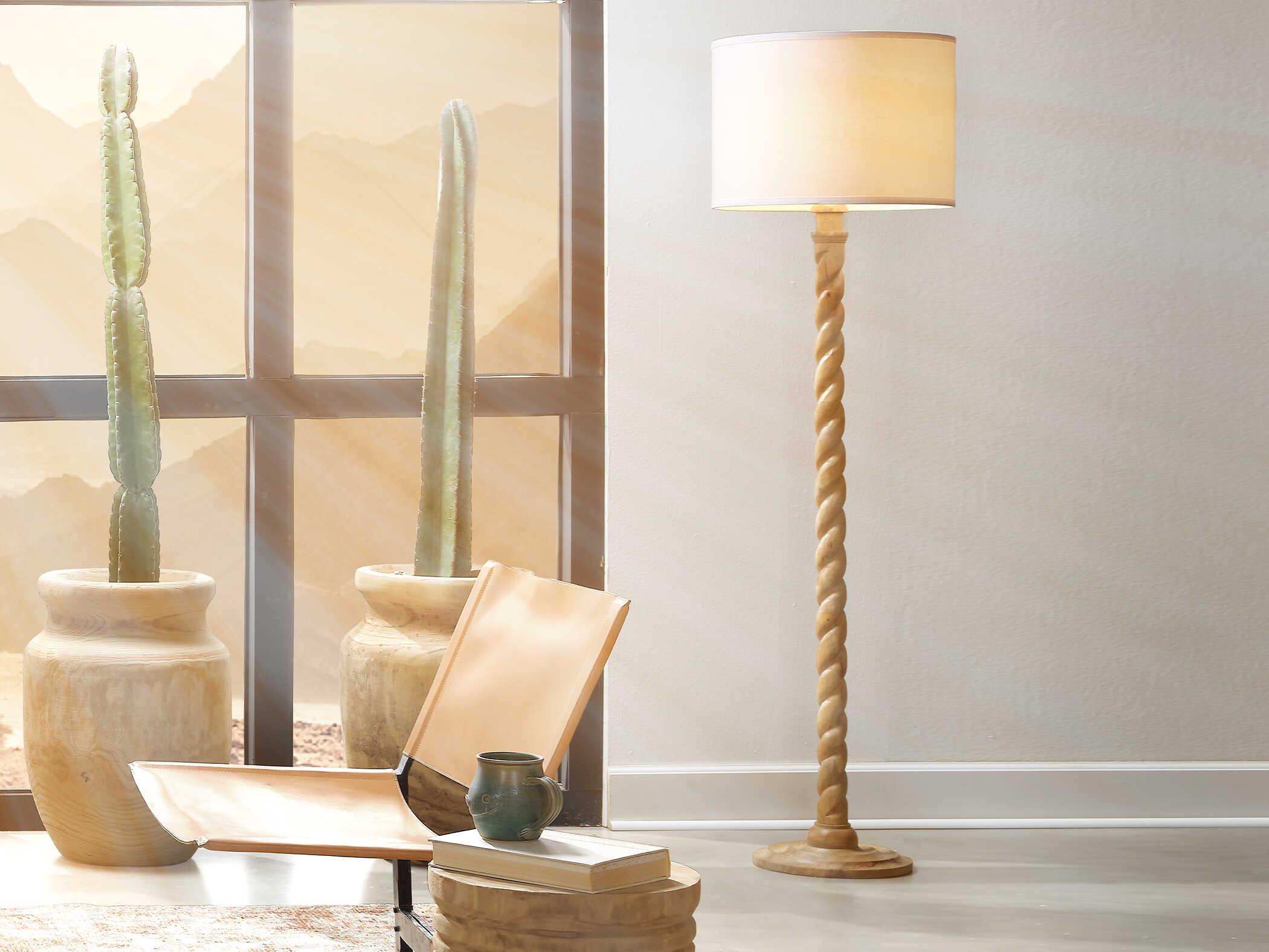 Jamie Young Barley Twist Natural Wood Floor Lamp