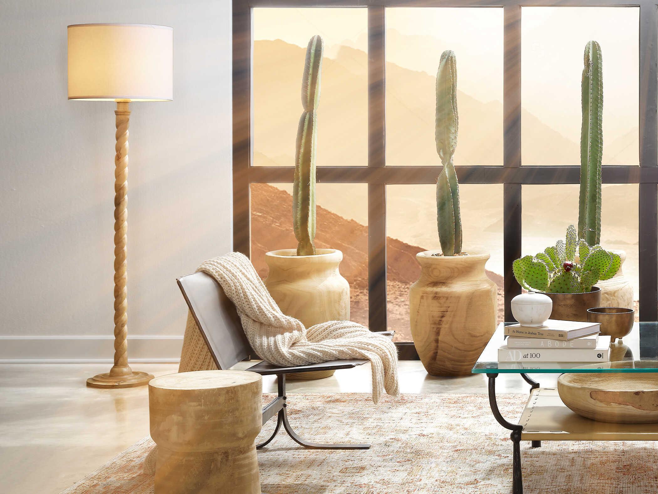 Jamie Young Barley Twist Natural Wood Floor Lamp