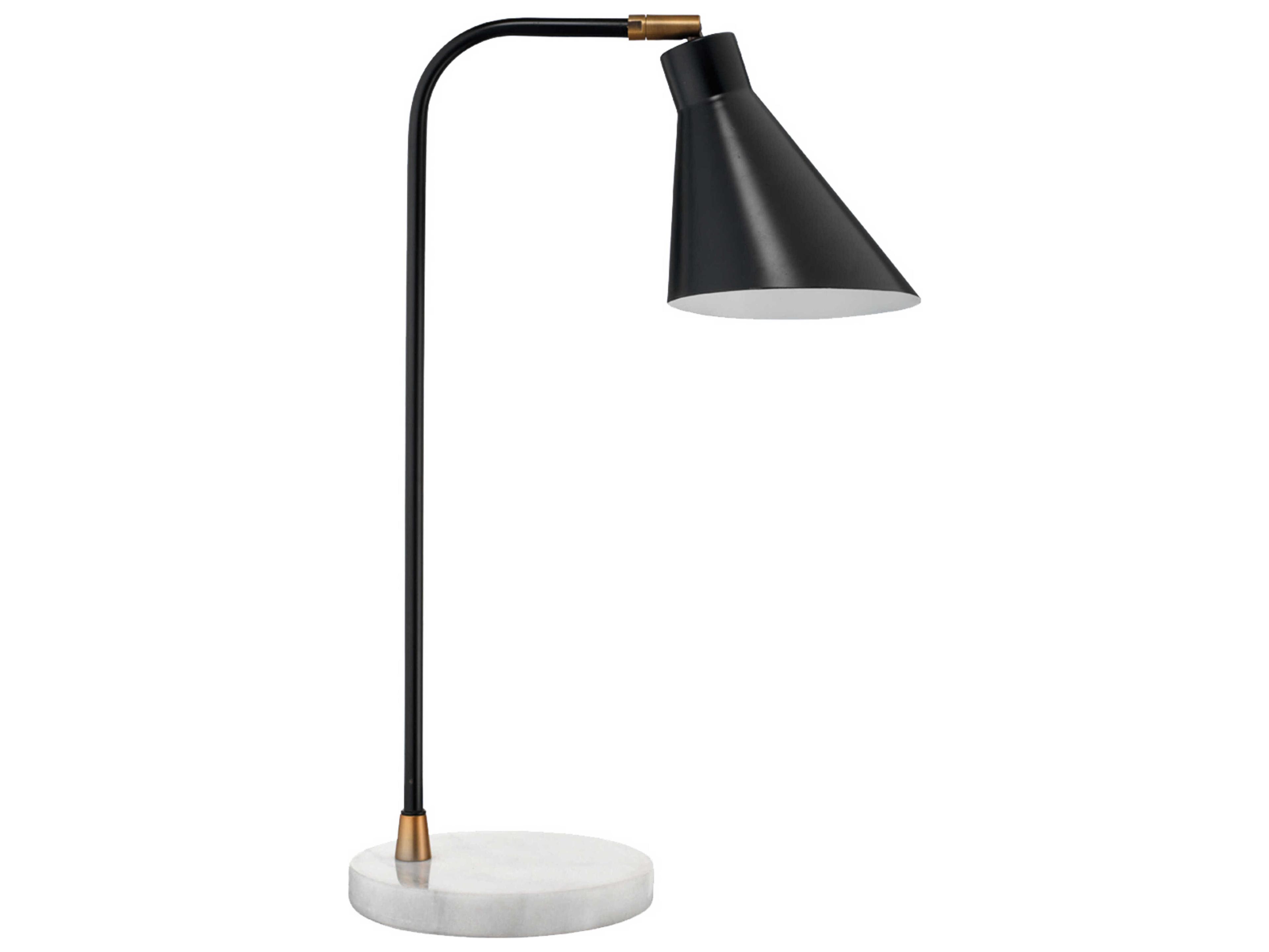 Jamie Young Chronicle Black Antique Brass White Marble Desk Lamp