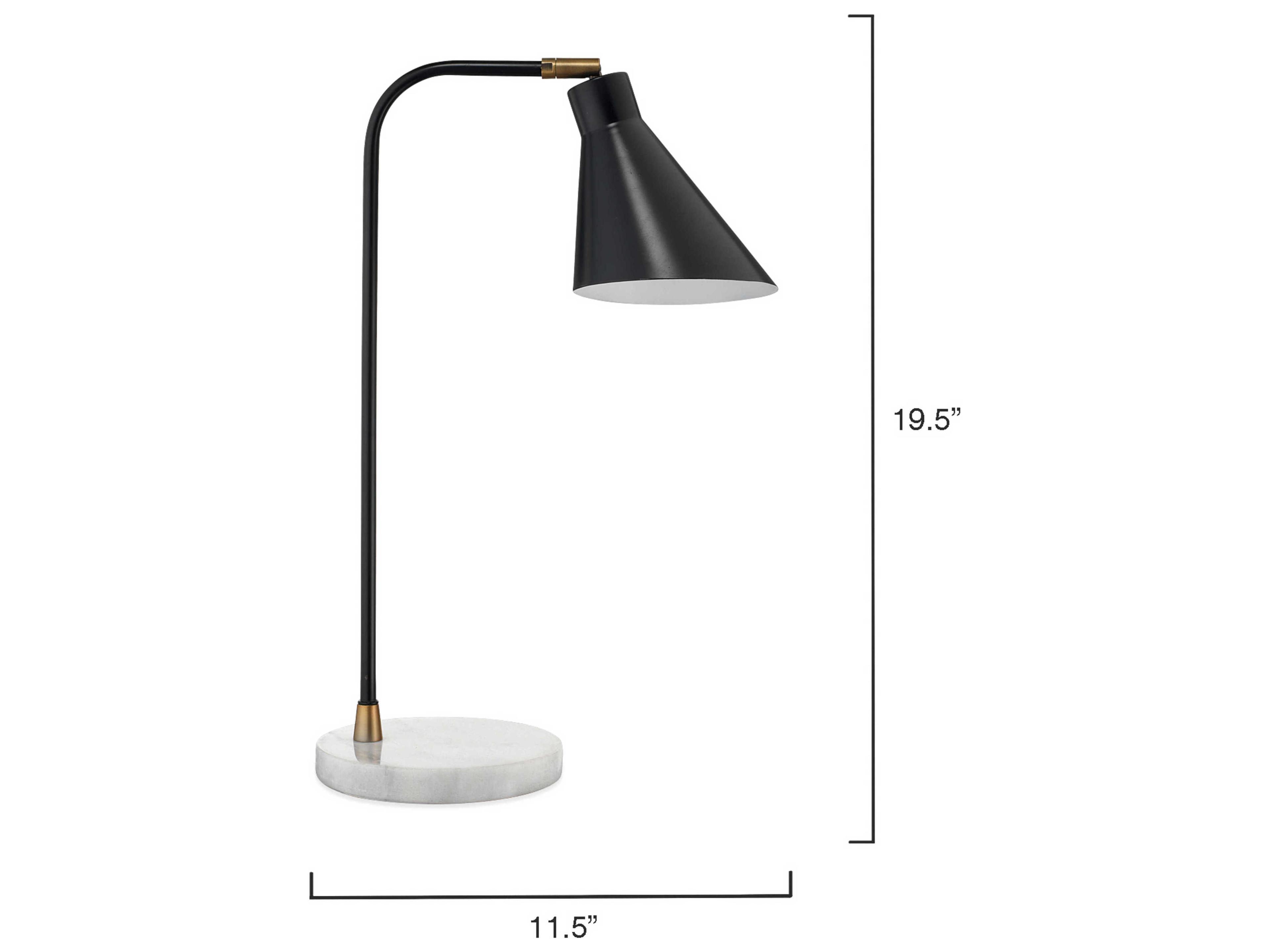 Jamie Young Chronicle Black Antique Brass White Marble Desk Lamp