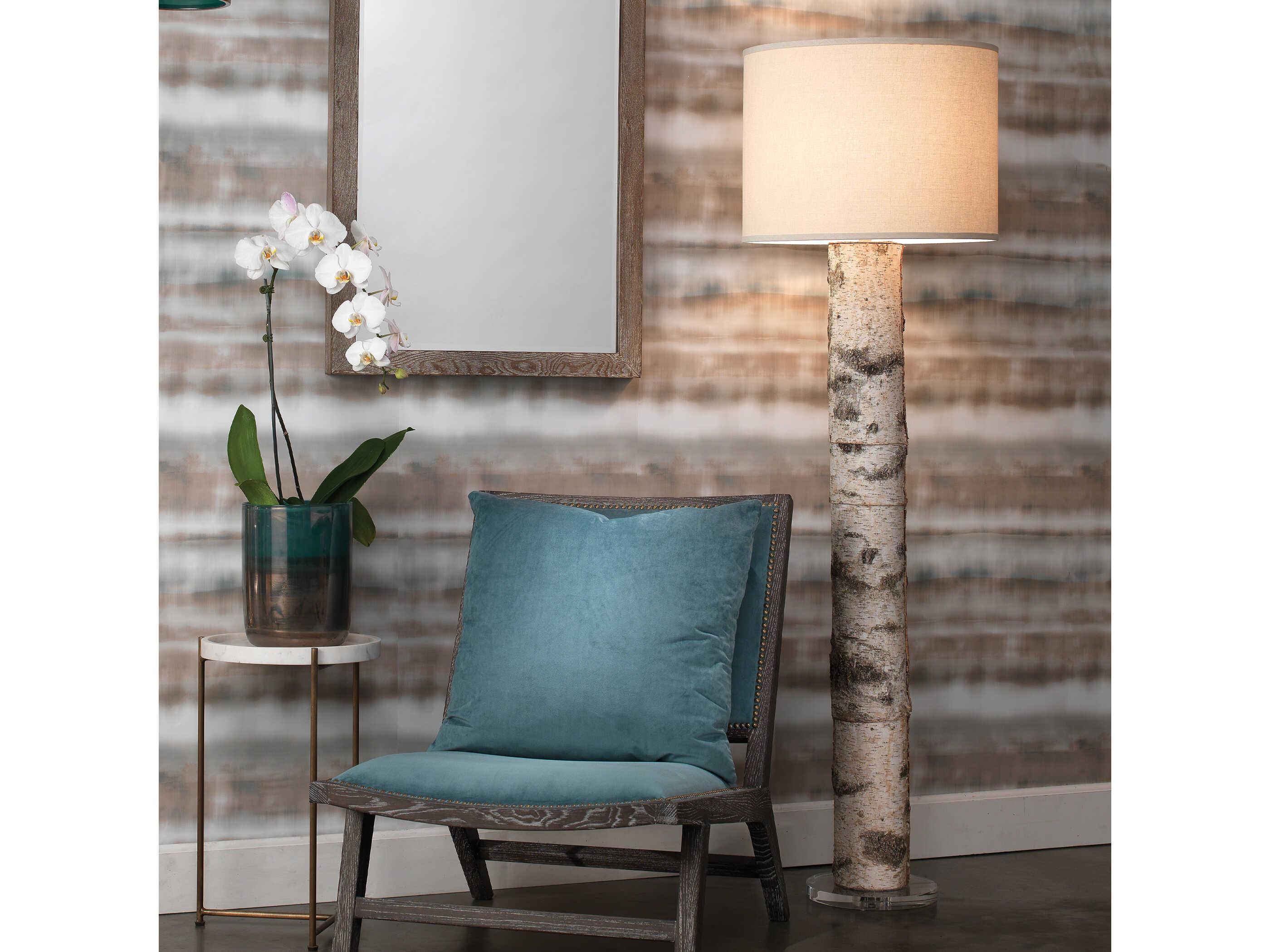 Jamie Young Forrester Birch Veneer White Floor Lamp