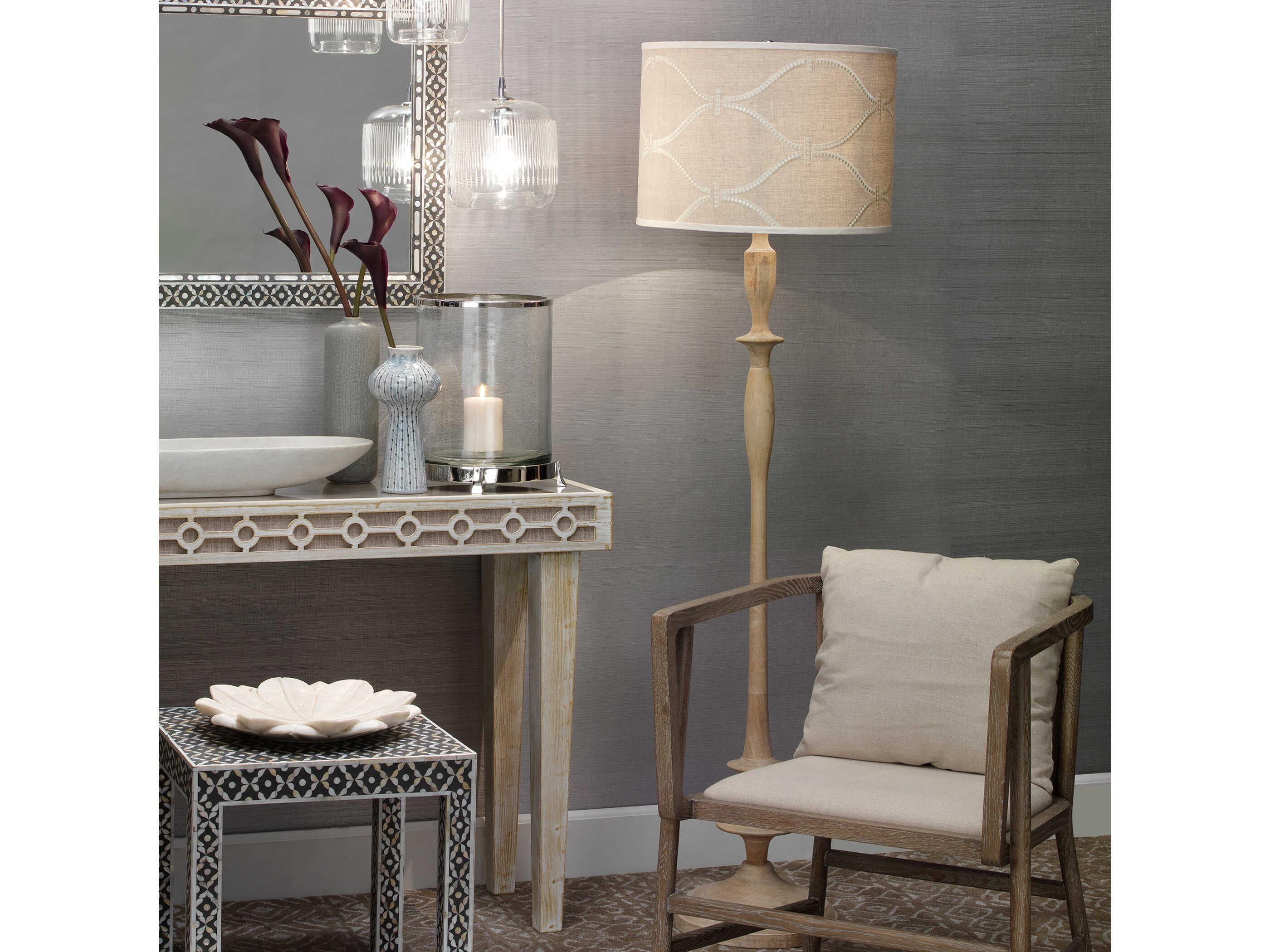 Jamie Young Petite Paro White Wood Floor Lamp