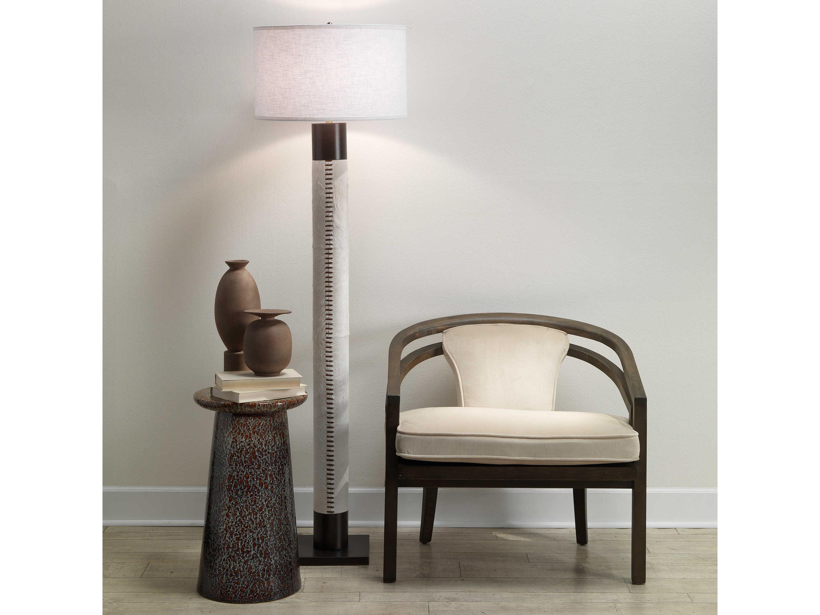 Jamie Young Sheridan White Hide Oil Rubbed Bronze Floor Lamp