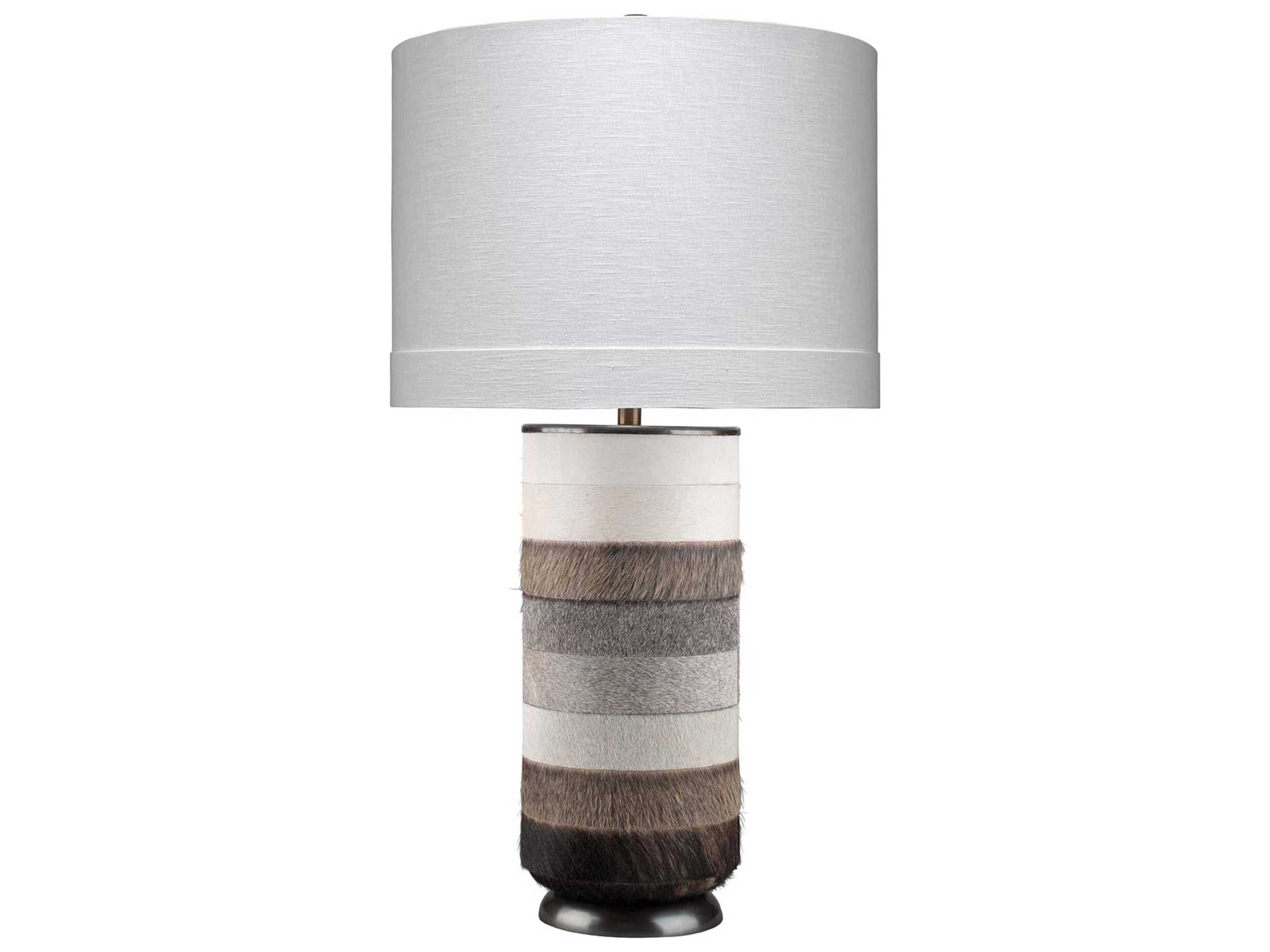 Jamie Young 1 - White Light Grey Dark Hide Bronze Buffet Lamp