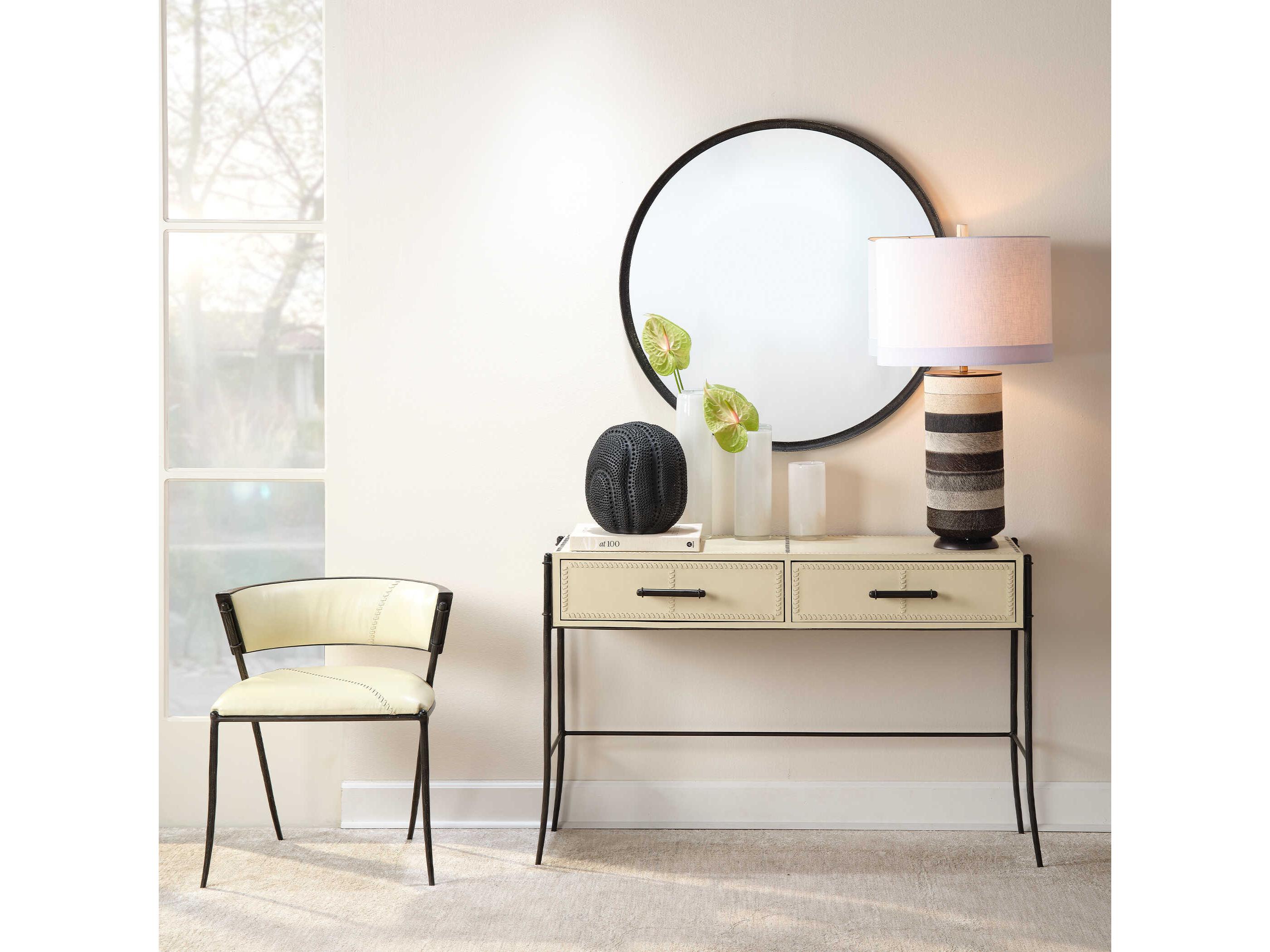 Jamie Young 1 - White Light Grey Dark Hide Bronze Buffet Lamp