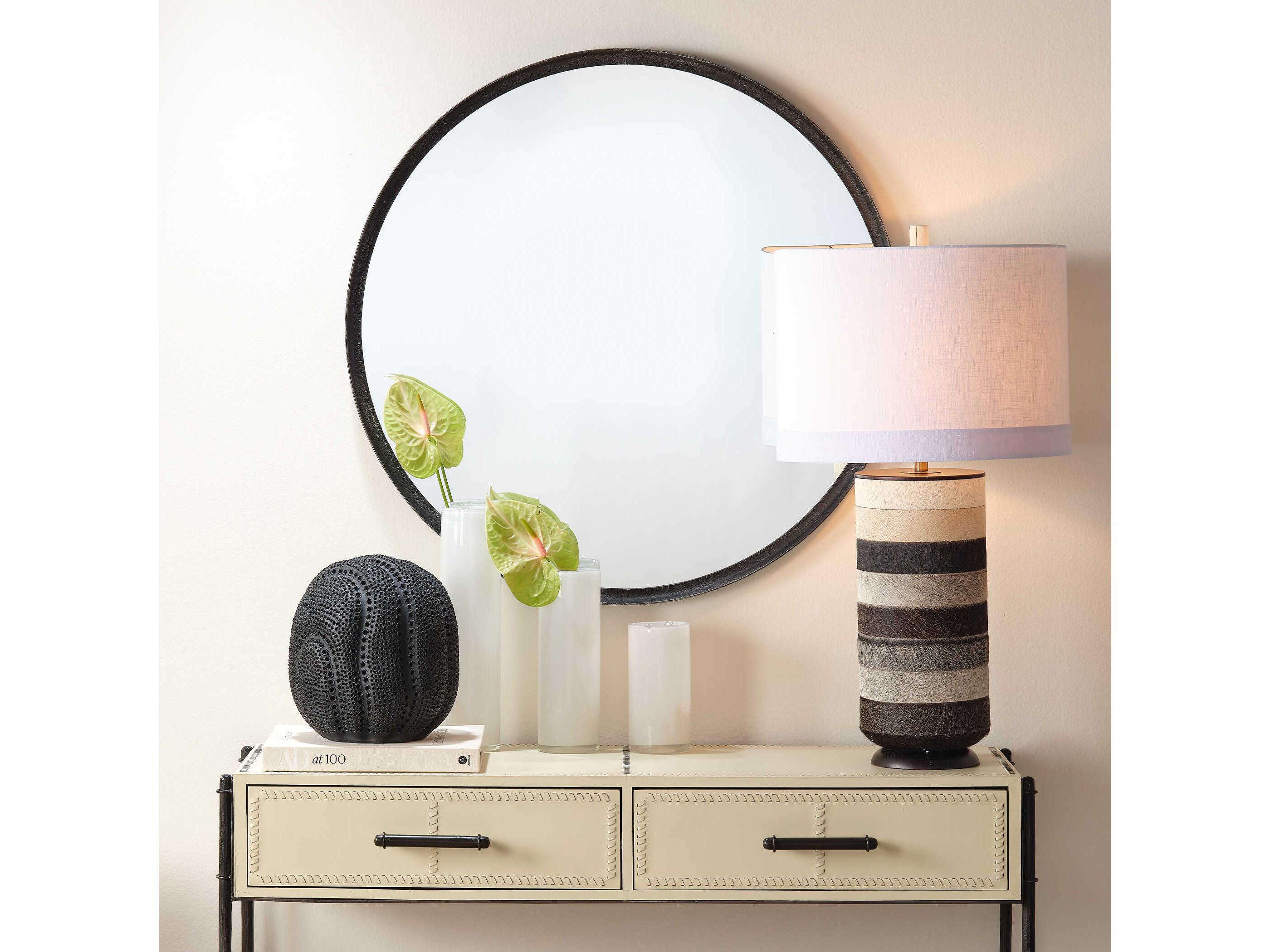 Jamie Young 1 - White Light Grey Dark Hide Bronze Buffet Lamp